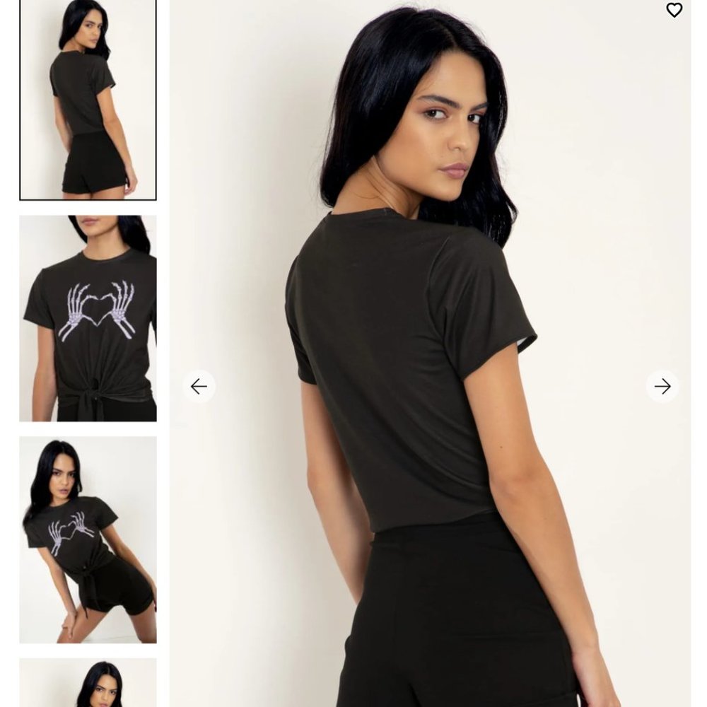 LOVE YOU TO DEATH TIE FRONT TEE - LIMITED - Blackmilk - Size S - Picture 6 of 7